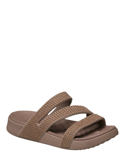 Crocs Getaway Embellished Strappy Sandals, Latte - view 2, Latte