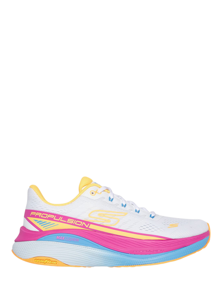 Skechers Max Cushioning Propulsion Trainers, White/Orange, White/Orange