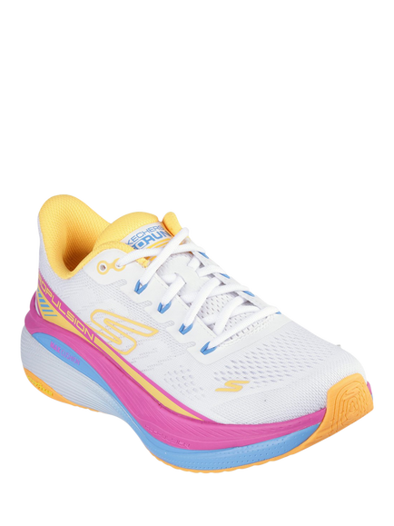 Skechers Max Cushioning Propulsion Trainers, White/Orange - view 2, White/Orange