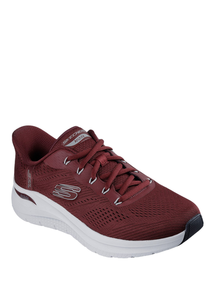 Skechers Arch Fit 2.0 Lestur Trainers, Burgundy - view 2, Burgundy