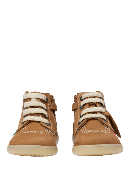 Kickers Kids' Playflex Kick Hi Leather Shoes, Tan Nubuck - view 2, Tan Nubuck