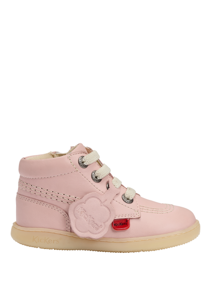 Kickers Kids' Playflex Leather Shoes, Pink Leather, Pink Leather