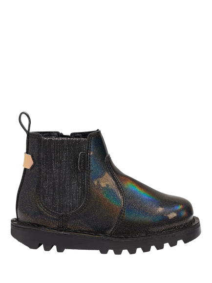 Kickers Kids' Kick Chelsea Boots, Black Glitter, Black Glitter