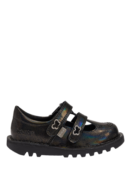 Kickers Kids' Kick T-Bar Double Wing Shoes, Black Glitter, Black Glitter