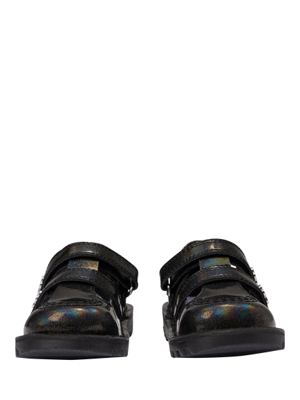Kickers Kids' Kick T-Bar Double Wing Shoes, Black Glitter - view 2, Black Glitter