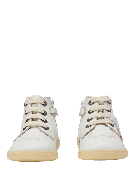 Kickers Kids' Playflex Leather Kick Hi Boots, White Leather - view 2, White Leather