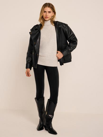 Mint Velvet Seam Detail Leggings, Black, Black