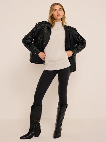 Mint Velvet Seam Detail Leggings, Black - view 2, Black