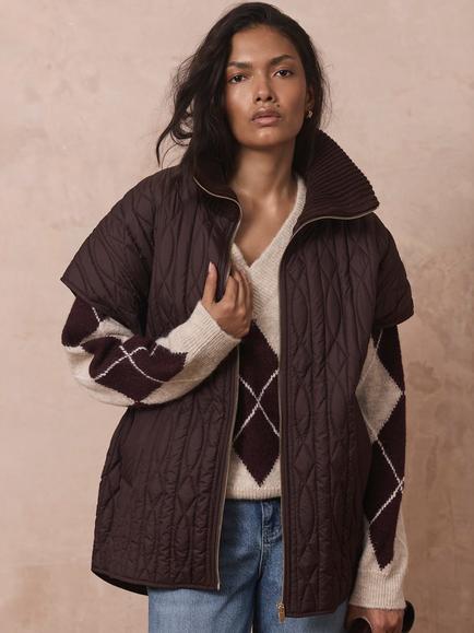 Mint Velvet Brown Quilted Gilet, Brown, Brown