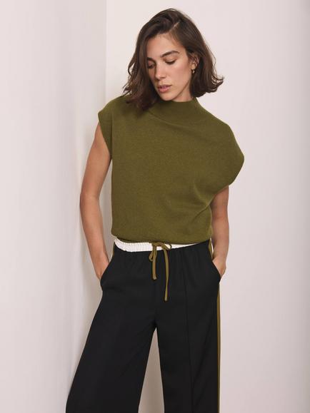 Mint Velvet Wool Blend Sleeveless Top, Green, Green