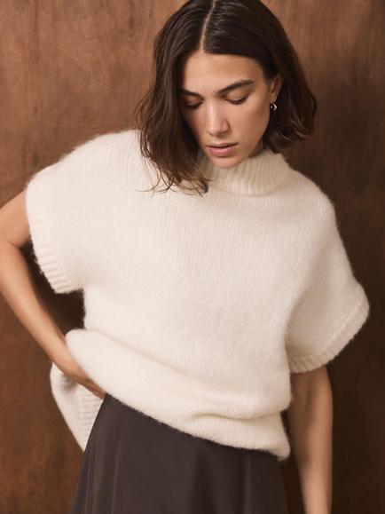 Mint Velvet Longline Knit Top, Natural Cream - view 2, Natural Cream