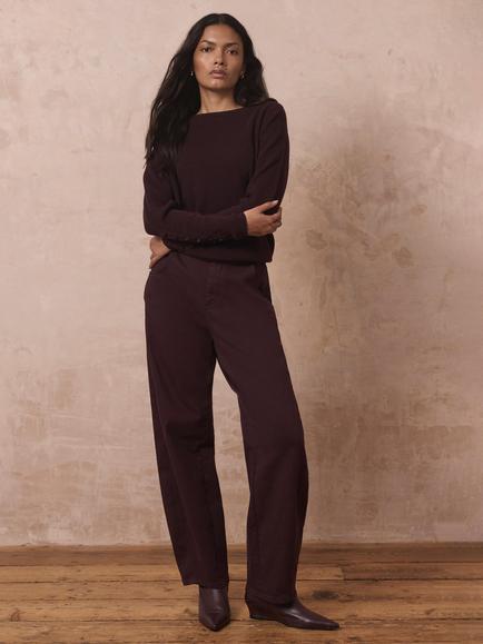 Mint Velvet Lace Detail Jumper, Burgundy, Burgundy