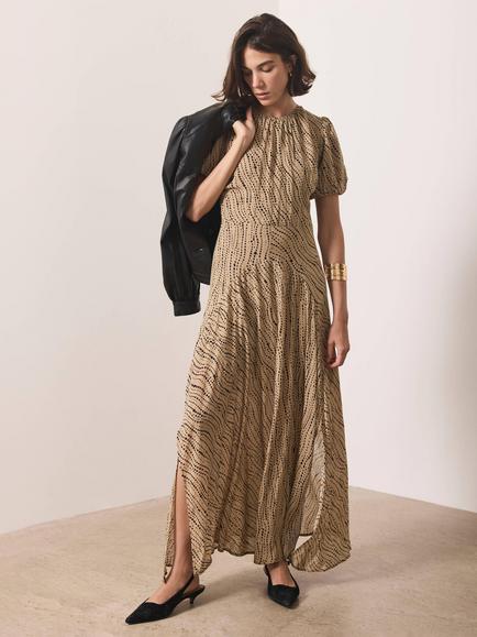 Mint Velvet Graphic Print Maxi Dress, Natural, Natural