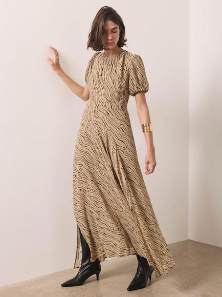 Mint Velvet Graphic Print Maxi Dress, Natural - view 2, Natural