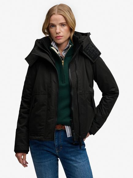 Superdry Hooded Microfibre Arctic Windcheater Jacket, Black, Black
