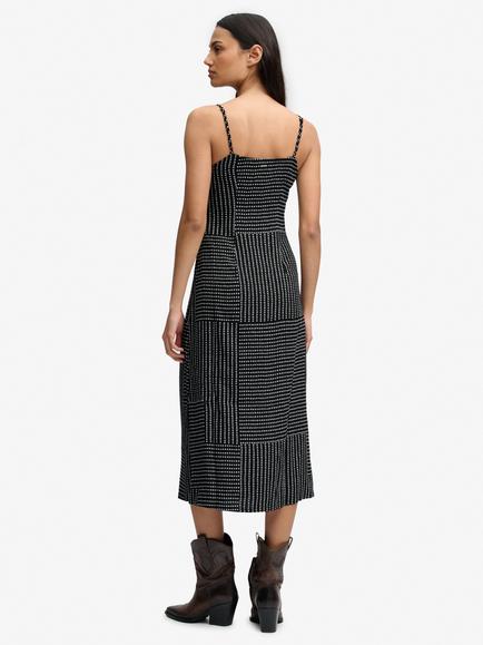 Superdry Spot Print Button Down Cami Midi Dress, Black/White - view 2, Black/White