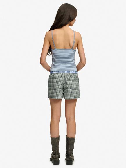 Superdry Mini Check Cotton Shorts - view 2, Montauk Green