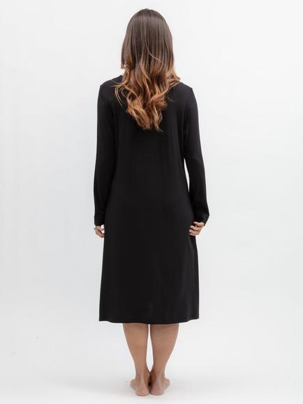 Nora Rose by Cyberjammies V Neck Long Sleeve Short Nightdress, Black - view 2, Black