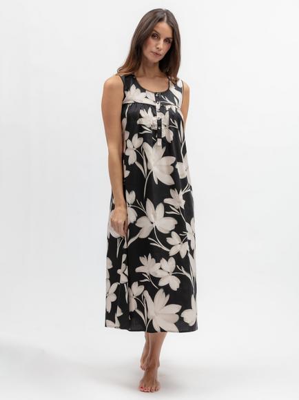 Nora Rose by Cyberjammies Floral Sleeveless Long Nightdress, Black, Black