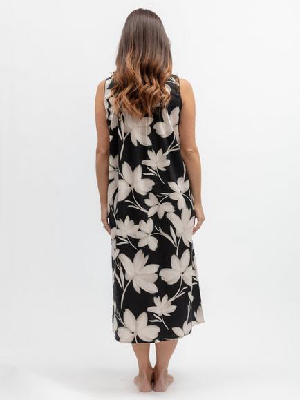 Nora Rose by Cyberjammies Floral Sleeveless Long Nightdress, Black - view 2, Black
