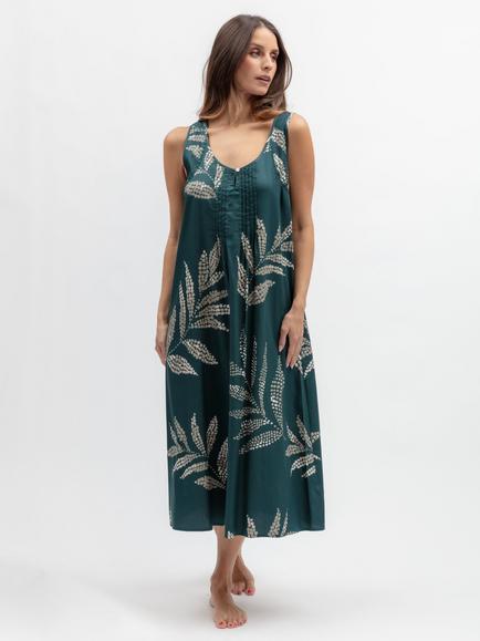 Nora Rose by Cyberjammies Leaf Sleeveless Long Nightdress, Teal, Teal