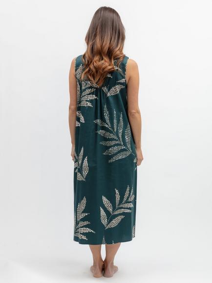 Nora Rose by Cyberjammies Leaf Sleeveless Long Nightdress, Teal - view 2, Teal