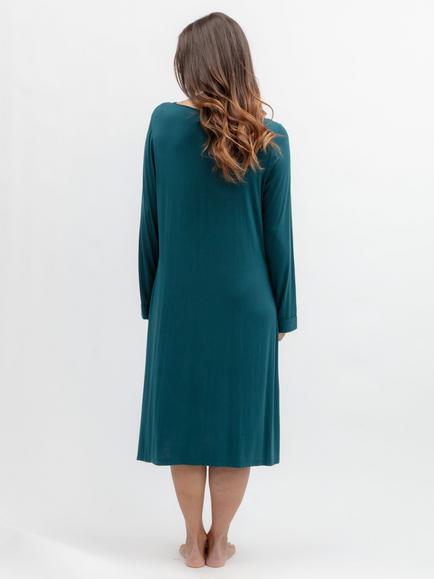 Nora Rose by Cyberjammies V Neck Long Sleeve Short Nightdress, Teal - view 2, Teal