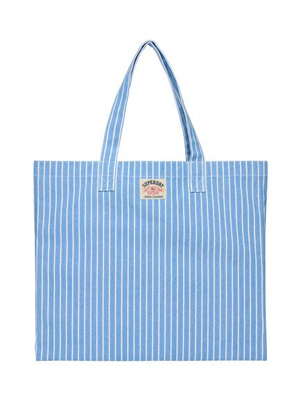 Superdry Oxford Stripe Tote Bag, Broker Blue