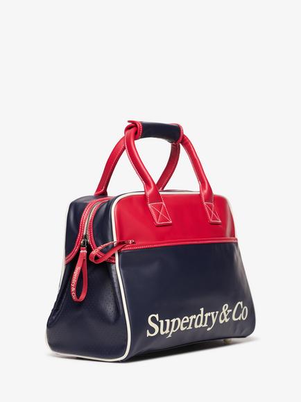 Superdry Heritage Retro Gym Bag, Blue/Red - view 2, Blue/Red