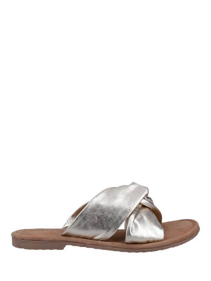 Hush Puppies Amy Wide Fit Leather Mule Sandals, Gold, Gold