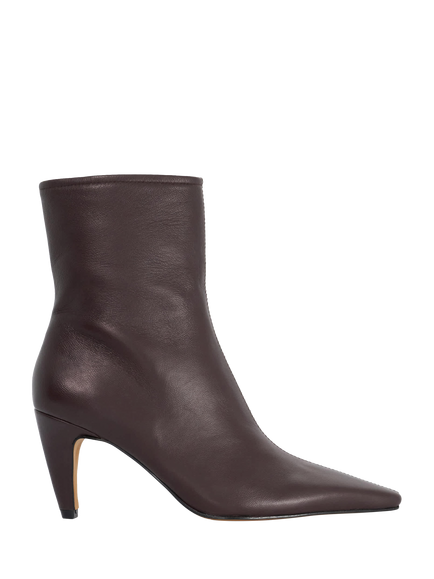 Dune London Chisel Toe Heeled Leather Boots, Black, Burgundy