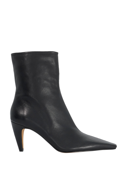 Dune London Chisel Toe Heeled Leather Boots, Black, Black