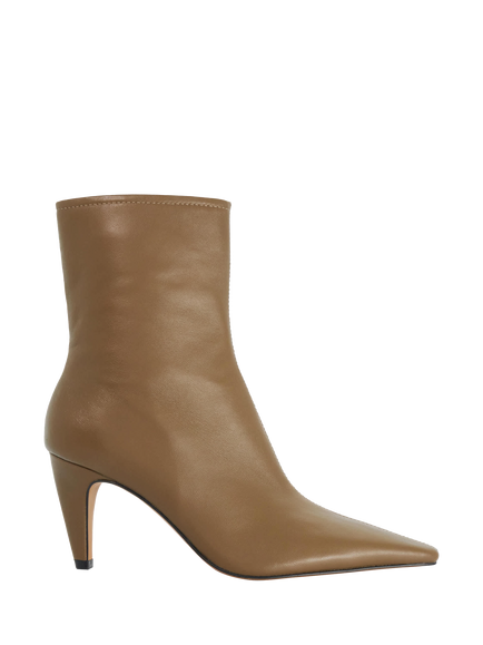 Dune London Chisel Toe Heeled Leather Boots, Black, Khaki