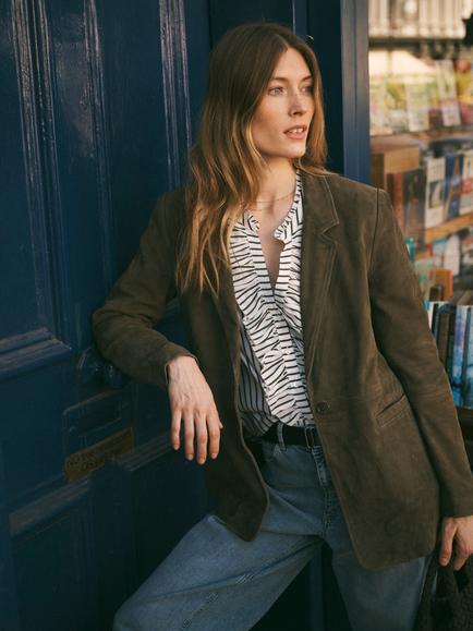 NRBY Mikki Suede Jacket, Khaki