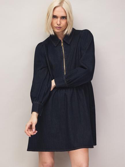 Ro&Zo Denim Zip Front Mini Dress, Midnight, Midnight
