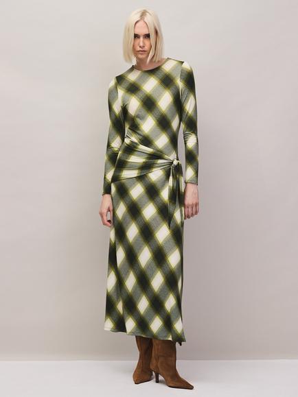 Ro&Zo Check Scarf Waist Dress, Green/Multi, Green/Multi