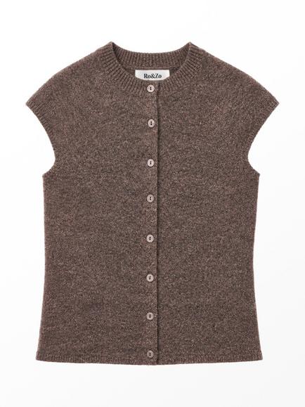 Ro&Zo Button Through Knit Top, Mocha - view 2, Mocha