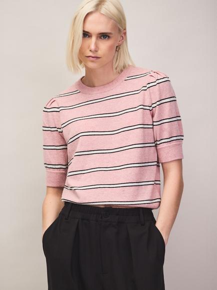 Ro&Zo Striped Wool Blend Knit Top, Pink/Multi, Pink/Multi