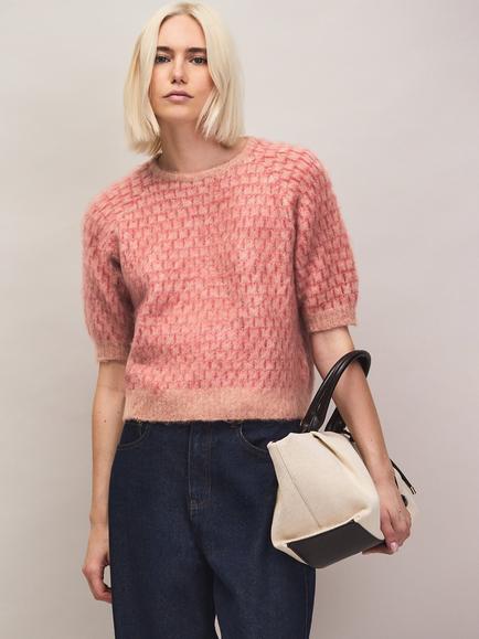 Ro&Zo Stitch Brushed Knit Top, Red, Red