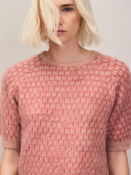 Ro&Zo Stitch Brushed Knit Top, Red - view 2, Red