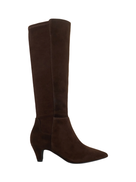 Dune London Sera Wide Fit Suede Knee High Boots, Brown, Brown