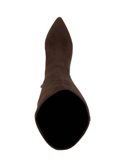 Dune London Sera Wide Fit Suede Knee High Boots, Brown - view 2, Brown