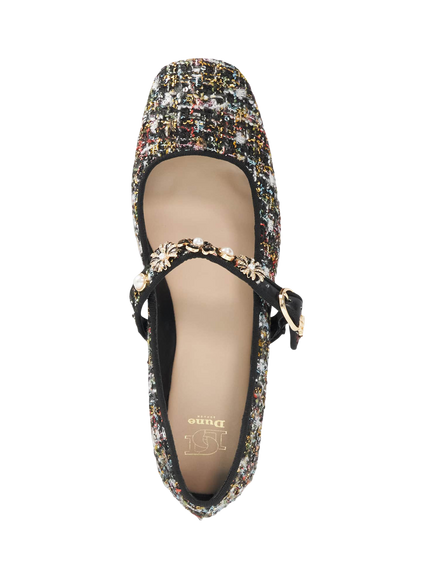 Dune London Hennrietta Floral Fabric Mary Jane Flats, Black - view 2, Black