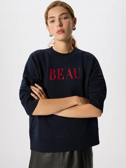 Whistles Beau Logo Sweater, Navy, Navy