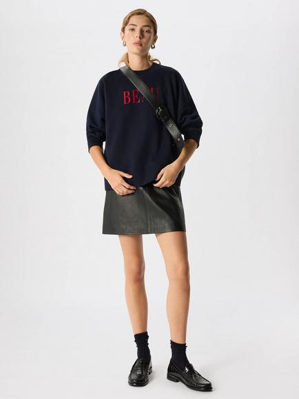 Whistles Beau Logo Sweater, Navy - view 2, Navy