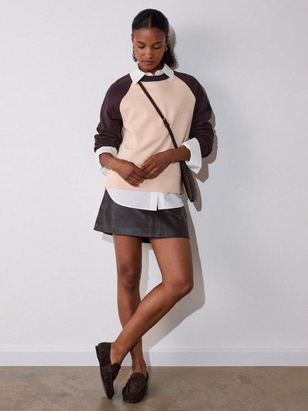 Whistles Contrast Sleeves Jumper, Brown/Multi, Brown/Multi