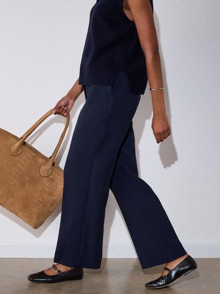 Whistles High Rise Straight Leg Trousers, Navy - view 2, Navy