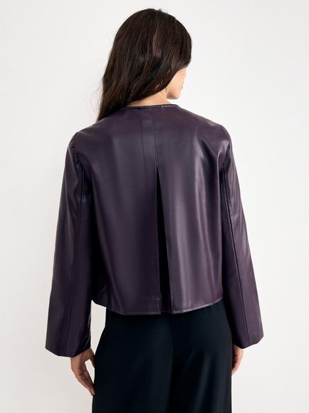 Phase Eight Malina Boxy Fit Faux Leather Jacket, Purple - view 2, Purple