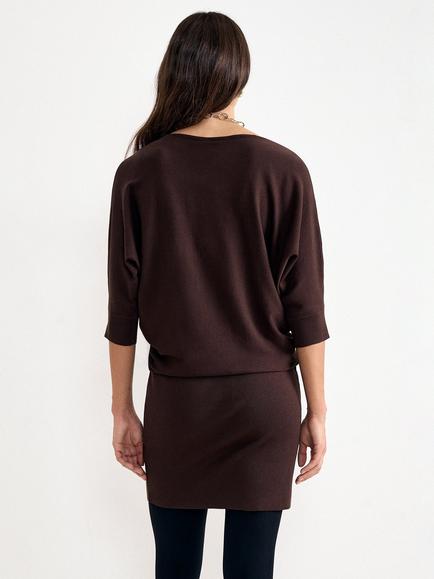 Phase Eight Becca Knit Dress, Brown - view 2, Brown