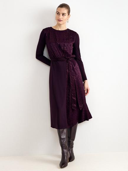 Phase Eight Lorelei Wool Blend Jacquard Jersey Dress, Purple, Purple